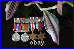 Vintage WW2 Bar / Row Of 4 Dress Miniature Medals