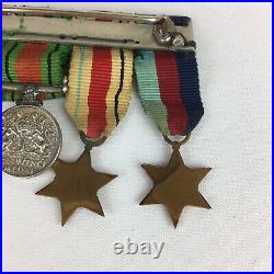 Vintage WW2 Bar / Row Of 5 Dress Miniature Medals Efficiency Etc