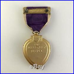 Vintage WW2 Coffin Cased Purple Heart Medal, Ribbon, Lapel Pin, & Mini Great A+