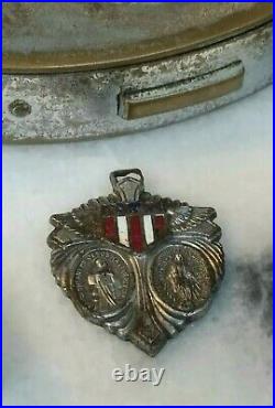 Vintage WW2 Military Pull Chain Rosary in Case Stars Stripes Medal Bullet Shrine