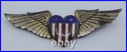 Vintage WWII Sweetheart Enamel American Flag Wings Sterling Silver World War 2