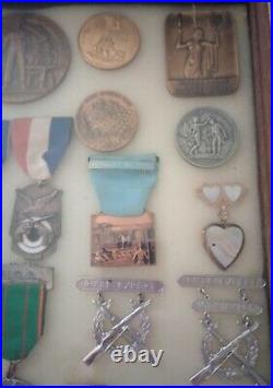 Vintage War Ribbons, & Medals, With Shooting Medals Silver & Gold