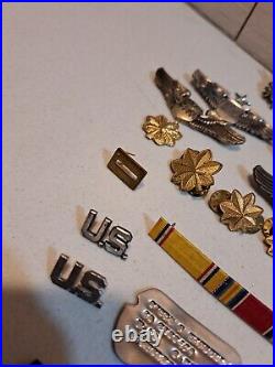 Vintage World War 2 Soldier Worn Medal Patch Lot Of (24) with Soldiers Dog Tags
