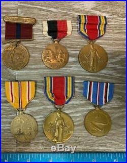 Vintage Ww2 Usmc Marine Corp Campaign Victory American Defense Medals 98a