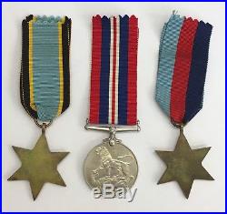 Vintage X3 World War 2 Medal Bundle With Ribbon Including The Air Crew Europe Star