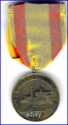 Vintage pre WWI US Navy 1898 West Indies Campaign Medal no Number on edge SpanAm