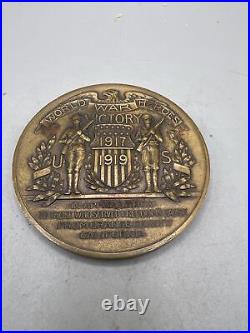 Vtg. RARE WW I 1917-1919 HEROES VICTORY BRONZE MEDALLION/MEDAL ORANGE COUNTY, CA