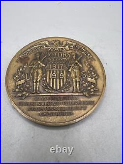 Vtg. RARE WW I 1917-1919 HEROES VICTORY BRONZE MEDALLION/MEDAL ORANGE COUNTY, CA