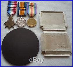 Ww1 1914-15 Star Medal Trio & Death Plaque 12th Lancers Kia