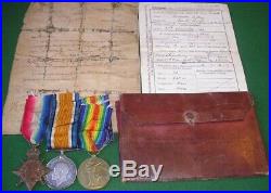 WW1 1914-15 STAR TRIO OF MEDALS WITH ORIGINAL DOCUMENTS, PTE CORREY 15th D. L. I