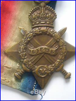 WW1 1914/18 MILITARY MEDAL + 14-15 STAR 9712 PTE J MOORE 1st MIDDLESEX REGT