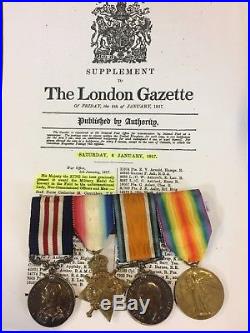 WW1 1916 MM Group Of 4 Military Medal London Gazette Jan 1917 121 HY BY RGA