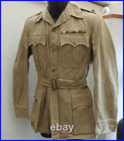 WW1/2 Military British Army Tropical Dress Jacket Tunic Uniform Medal Bars 5499