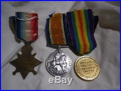 WW1 Australian medal trio. 1914-15 star, BWM, VM. 7/Bn. Wounded Gallipoli