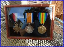Ww1 British Officers Casualty Medals Framed Bedfordshire Regiment Died Of Wounds