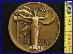 WW1 BRONZE FRENCH ART DECO MEDAL BY P. TURIN VICTORY 1918 for GENERAL WEYGAND