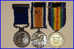 WW1 British BEF John Newton Bronze Royal Humane Victory & War Medals