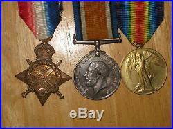 WW1 British Group Medal 1914 Mons Star Trio named to Thomas