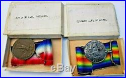 WW1 British Victory Medal Pair awarded to S/Nurse AW Rosling IN original boxes