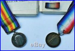 WW1 British Victory Medal Pair awarded to S/Nurse AW Rosling IN original boxes