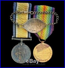 WW1 British War and Victory Medal Pair RAMC. With Silver Identity Bracelet