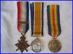 WW1 British medal group. 1914 star with Mons bar. Collingwood Bn. POW 1914