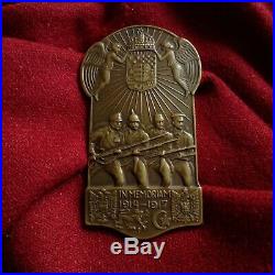 WW1 Bronze Statue Medal Warrior Hungary Turkey Ottoman Bulgaria Austria Army Gun