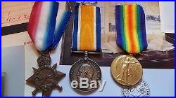 Ww1 Casualty Medal Trio + Photo Manchester Regiment