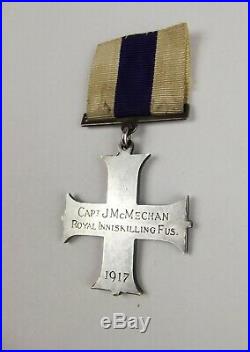 WW1 Cased Military Cross Medal With Collar Badges Capt. J. McMechan Royal I