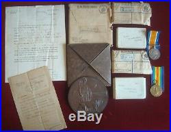 WW1 DEATH PLAQUE BWM VICTORY MEDAL BOXED ENVELOPES 4th MIDDLESEX REGT DoW 1917