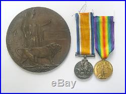 WW1 DEATH PLAQUE & PAIR MEDALS S-16859 PTE J E HODGSON RIFLE BRIGADE 2nd BATT