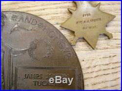Ww1 Death Plaque Penny L/cpl James Joseph Tuckey Rif Brig Medal & Paperwork Nr