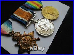 WW1 Duke of Wellington's West Riding Regiment 1914 Star Trio Medals. J. Field