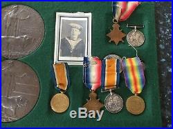WW1 East Kent Regt, The Buffs Set Of 3 Brothers Medals & Death Plaques Sharp