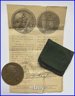 WW1 FRENCH BATTLE of VERDUN BRONZE MEDAL with POUCH + OFFICIAL CERTIFICATE 1917