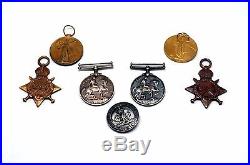 WW1 Family Campaign Medal Trio & Wound Badge Full Size