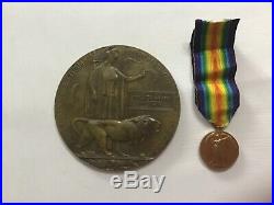 WW1 First World War Death Penny / Plaque + civilisation medal