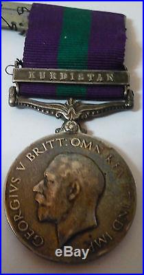 Ww1 General Service War Medal Kurdistan 3237841 Pte. J. G. Oman Cameronians