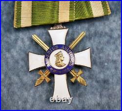 WW1 German Imperial Saxon Albert Order enamel Knights cross badge pin medal bar