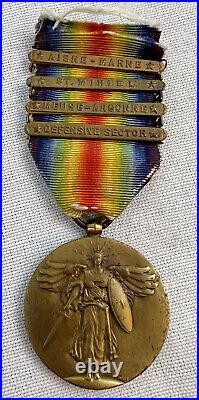 WW1 Great War For Civilization VICTORY Medal 4 BARS MILITARY Original US