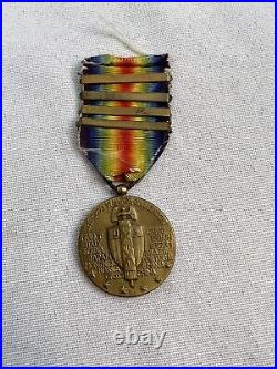 WW1 Great War For Civilization VICTORY Medal 4 BARS MILITARY Original US