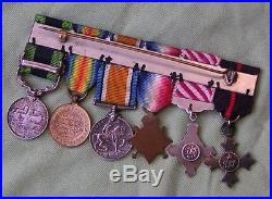Ww1. & India Service Miniature Medal Group Of 6. (o. B. E. I918 A. F. C. I. G. S. M.)