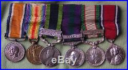 Ww1. & India Service Miniature Medal Group Of 6. Various Clasps To Ribbons