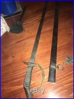 WW1 Imp German Sword with Scabbard And Iron Cross Medal. Vintage All Original