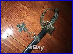 WW1 Imp German Sword with Scabbard And Iron Cross Medal. Vintage All Original