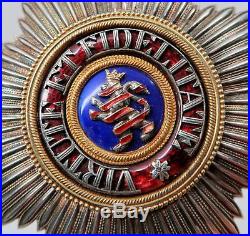 WW1 Imperial German Hessen Order medal Golden Lion enamel breast star badge pin