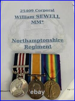 WW1 Military Medal & Bar Gallantry 6th Northamptonshire Regiment Hertfords