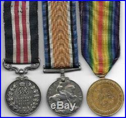 WW1 Military Medal Trio to Sapper R. HODGKINSON West Lancs Royal Engineers T. F