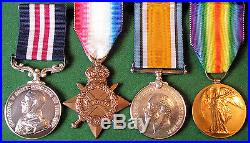 WW1 Military Medal & trio, C, BTY, 174th Bde. R. F. A, KIA F&F 1-9-18 From Acton