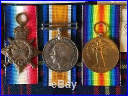 WW1 Mint boxed medal trio 8th Gordon Highlanders Wounded Battle of Loos